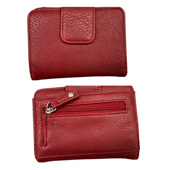 Fossil Austin Leather Salmon Flap Front Twist Turnlock Cossbody with Red Wallet - Picture 9 of 12